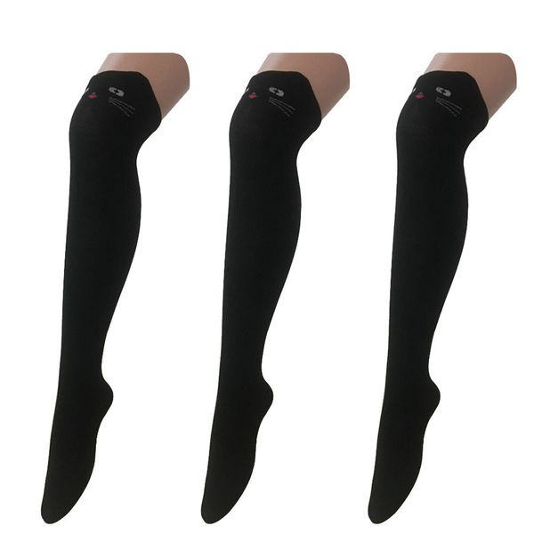 Sexy Socken 3 Paar Strümpfe Socken Oberschenkel hoch über dem Knie Baumwolle Tier Katze Bär Muster Niedlich schlank Damen Mädchen Geschenk 230901