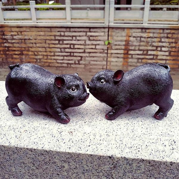 Estatuetas decorativas de resina fofa decoração de porco artesanato enfeites de porquinho decoração de jardim faz a diferença para sua micro paisagem