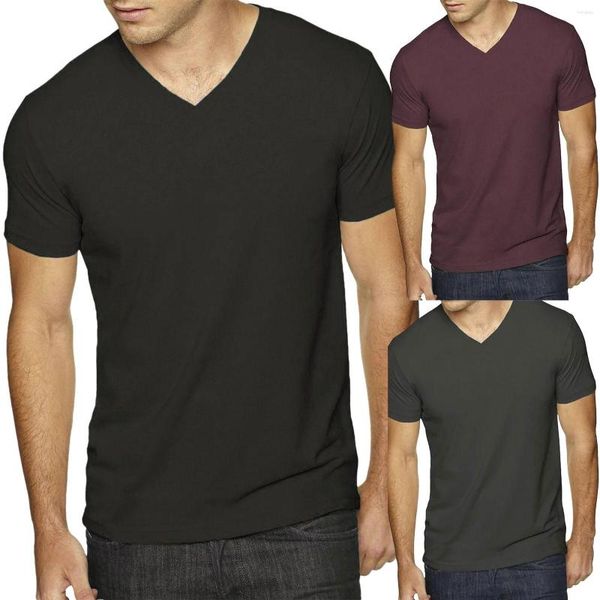 Camisetas masculinas moda primavera verão casual manga curta decote em v camisa gradiente tops grandes altos para homens pacote