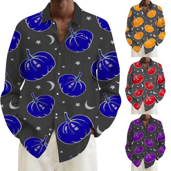 Magliette da uomo Autunno Halloween Stampa Camicia casual Manica lunga Incredibile tunica da uomo Juniors Graphic Tee