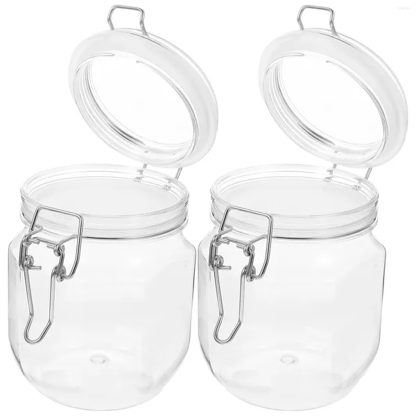 Aufbewahrungsflaschen, 2 Stück, luftdicht, Honigglas-Deckel, Kunststoff, Marmeladengläser, Behälter, transparent, klein, The Pet Glass