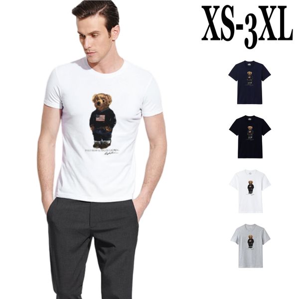 Homens camisetas Manga curta Pescoço Teddy Bear Casual Respirável Confortável Stretch Algodão Mangas Curtas Slim Fit Estilo Top Masculino Tamanho XS-3XL PP112