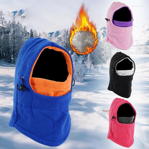 Berets Winter Winddichte Sturmhaube Outdoor Plüsch Thermo Hals Warm Vollgesichts-Skimaske Kapuzenkappe Kind Kinder Fleece Wärmer Skimütze