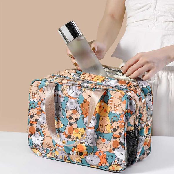 Borsoni Borsa per il trucco da donna nuova Borsa per il trucco da viaggio portatile Borsa per il lavaggio della toilette Scatola di immagazzinaggio impermeabile a doppio strato Fodera senza agente di stampa Organizzatoreborse alla modanegozio