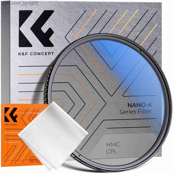 Filter K F Concept Nano K-Serie 82 mm CPL-Filter, ultradünner trapezförmiger Rahmen, blau beschichtete Folie mit einem Stück Staubsaugertuch Q230905