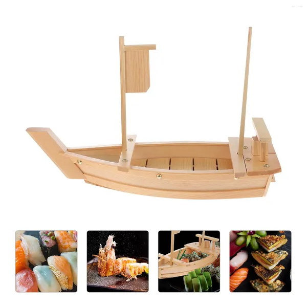 Geschirr-Sets, Sushi-Boot, Tischdekoration, Einweggeschirr, Sashimi-Servierplatte, Holzplatte, Geschirr, japanisches Tablett