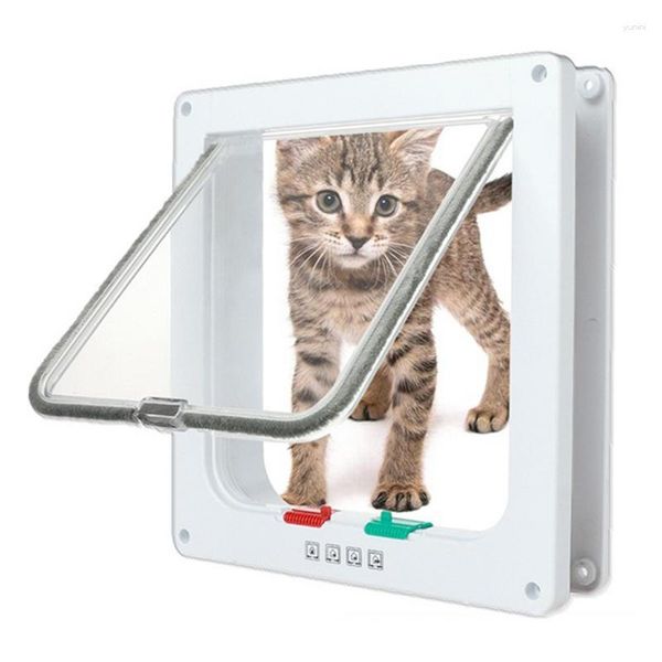 Portadores de gatos Porta deslizante para cães Tela para gatos com 4 modos de travamento controláveis Janela para entrada e saída gratuita de animais de estimação Pupp