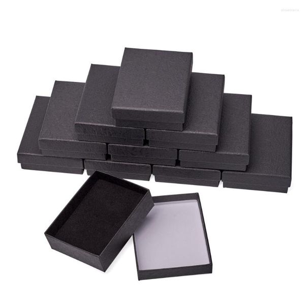 Bolsas de jóias caixas de presente de papelão retângulo quadrado para jóias presente embrulho caixa de armazenamento com esponja preta 15/18/24 pçs