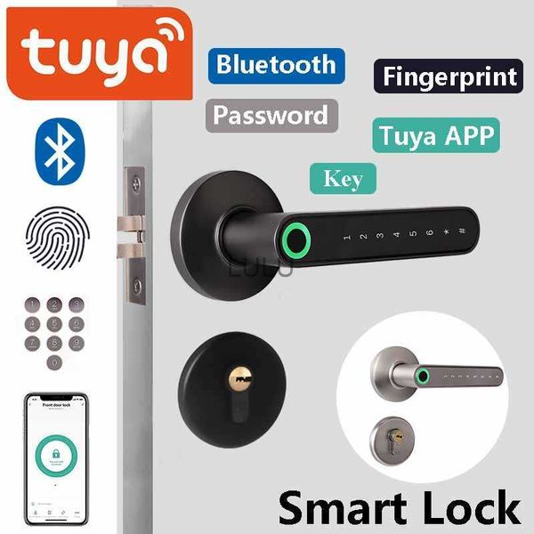 Türschlösser Tuya Smart Fingerabdruckschloss Elektronisches Türschloss Smart Bluetooth Passwort Stiftschloss App Entsperren Unterstützung iOS/Android für Home Hotel HKD230902