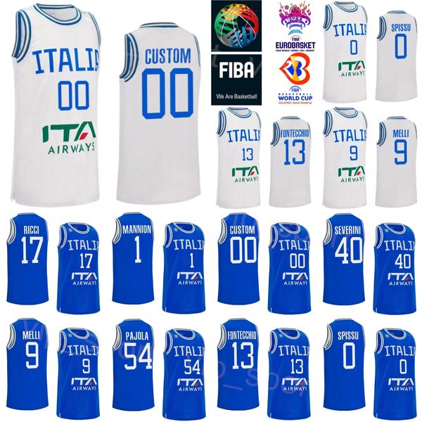 Drucken Italia Basketball Italien Trikot Weltmeisterschaft Nationalmannschaft 13 Simone Fontecchio 0 Marco Spissu 9 Nicolo Melli 33 ACHILLE POLONARA 7 STEFANO TONUT GIAMPAOLO RICCI