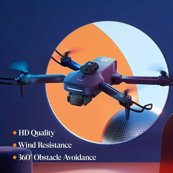 Drone de câmera dupla de alta definição com motor sem escova, cardan estável, posição de fluxo óptico, decolagem e pouso com uma tecla, acompanhamento inteligente, design dobrável, maleta de transporte