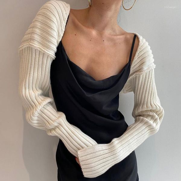 Malha feminina ultra-curta camisola de malha jaqueta estilo sexy simples cor sólida versão solta outono winer cardigan de lã