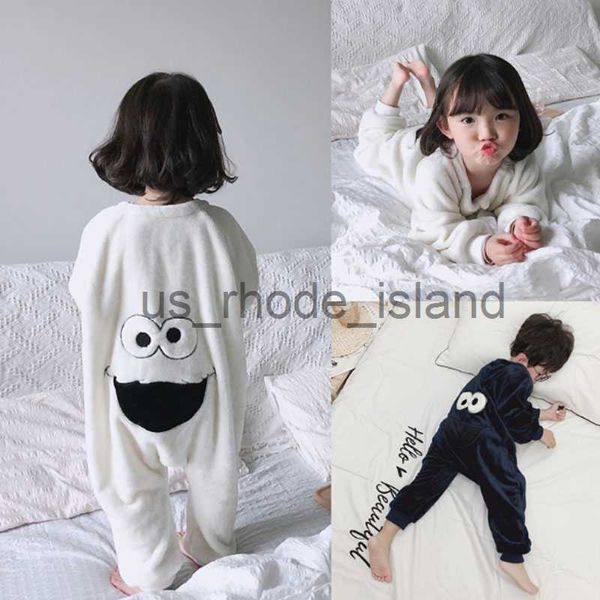 Pijamas Onesie Crianças Bebê Meninos Meninas Pijamas Crianças Inverno Manga Longa Flanela Animal Pijamas Desenhos Animados Grandes Olhos Saco de Dormir 80-130cm X0901