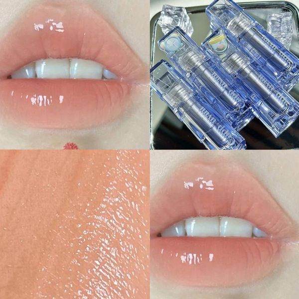 Lip Gloss Mini Esmalte Espelho Batom Fácil de Aplicar Cor Hidrata Lábios Textura Brilhante de Longa Duração Sem Derramamento Maquiagem Portátil