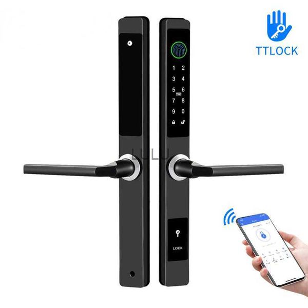 Serrature per porte TTLock APP Impermeabile Smart Fingerprint Password Card Serratura per porta in lega di alluminio con taglio a ponte per porta scorrevole push esterna HKD230902