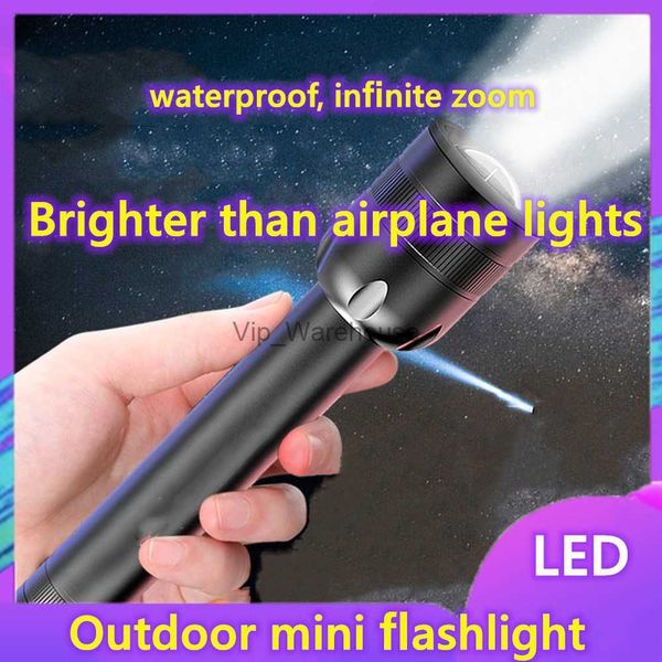 Torches Glare USB Lampe de poche rechargeable Technologie noire Super Bright Auto-défense Extérieur Ménage Longue portée LED Spotlight HKD230902