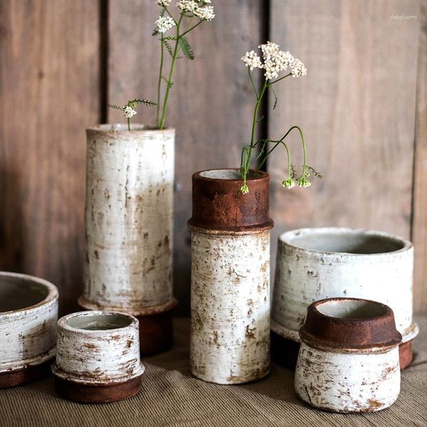 Vasos vaso retro nostálgico vaso de flor cerâmica médio antigo arte criativa adequado para sala estar quarto desktop decorações cabeceira