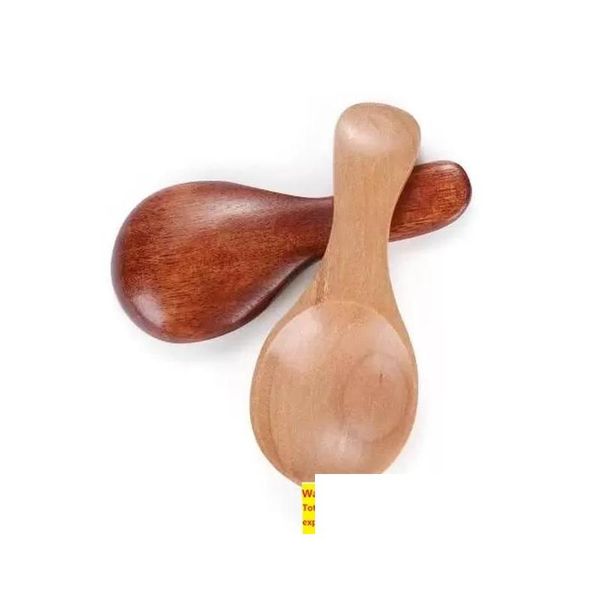 Cucchiai Mini cucchiaio di legno Cucina Spezie Legno Zucchero Tè Caffè Scoop Piccolo Corto Connt Utensili Strumento di cottura Consegna a goccia Giardino domestico D Dhokq