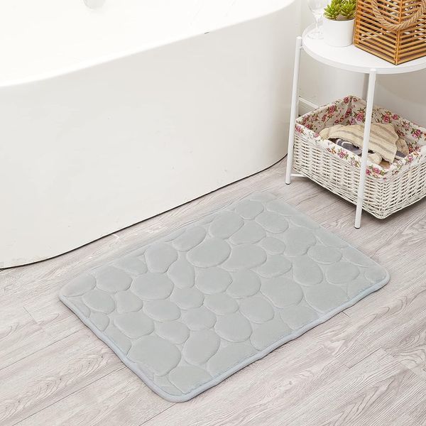 YUEXUAN Tappetini da Bagno in Memory Foam Tappeti da Bagno in Ciottoli Tappetini da Bagno Assorbenti d'Acqua per Bagno Tappeti da Bagno in Pietra Morbida Antiscivolo Lavabili in Lavatrice 10 Colori, 40 cm x 60 cm