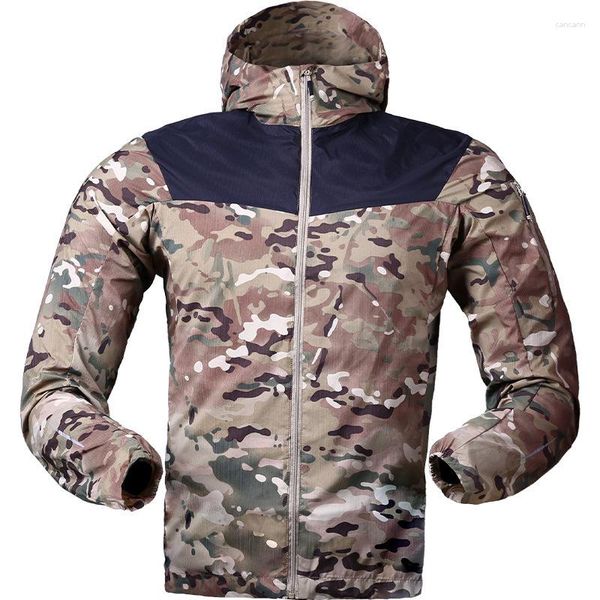 Jaquetas de caça esportes de verão protetor solar fino blusão masculino escalada ao ar livre acampamento respirável waterpooof tático camo jaqueta casaco