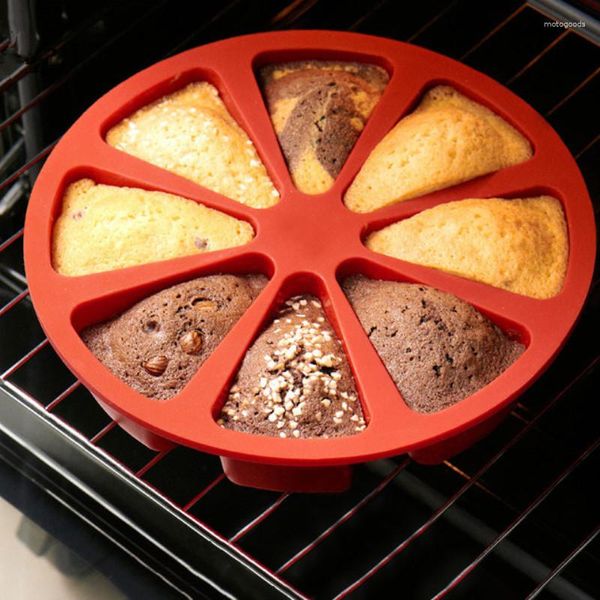 Moldes de cozimento 8 cavidade bolo panelas 3d molde de silicone diy ferramentas de pastelaria molde forno pão pizza bakeware cupcake