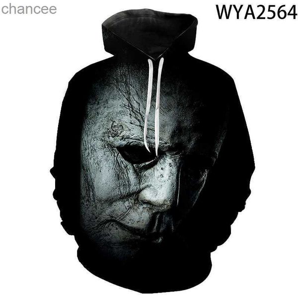 Moletons masculinos Moletons Outono Halloween Horror Michael Myers 3D Impressão Homens Mulheres Crianças Hoodies Legal Gótico Horror Moletons Pulôver LST230902