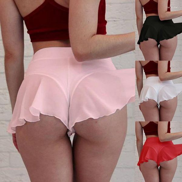 Shorts ativos sexy biquíni plissado fitness para mulheres cintura alta mini saia de tênis apertada meninas ginásio dança cor sólida