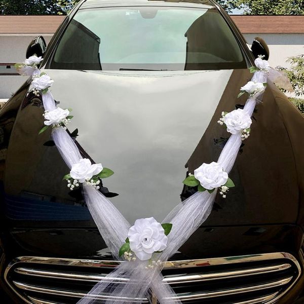 Flores decorativas suv decorações de carro de casamento elegante flor de estilo europeu fácil instalação artificial para todos os tamanhos