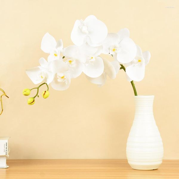 Flores decorativas borboleta artificial orquídea pu toque real branco traça orquídeas flor falsa para casa vaso mesa casamento festival decoração