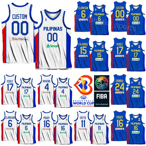 Bedruckt Philippinen Basketball 34 ARIEL JOHN EDU Trikot 2023 Weltmeisterschaft 16 ROGER POGOY 13 JAMIE JAMES MALONZO 6 CLARKSON 24 Dwight RAMOS 15. Juni März FAJARDO National