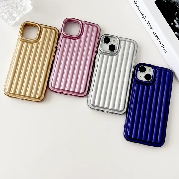 İPhone 13 Case Slim 3D Dikey Stripes için İPhone14 Pro MAX 12 Şok geçirmez TPU Esnek Geri Telefon Konu