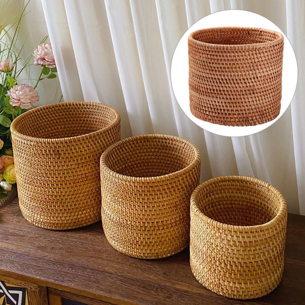 Contenitori per rifiuti Cestini Cestini in vimini Stoccaggio intrecciato Rattan Bidone rotondo Cestino Frutta Alghe marine Pane vuoto Grande lavanderia Fioriera Coperte Regali 230901