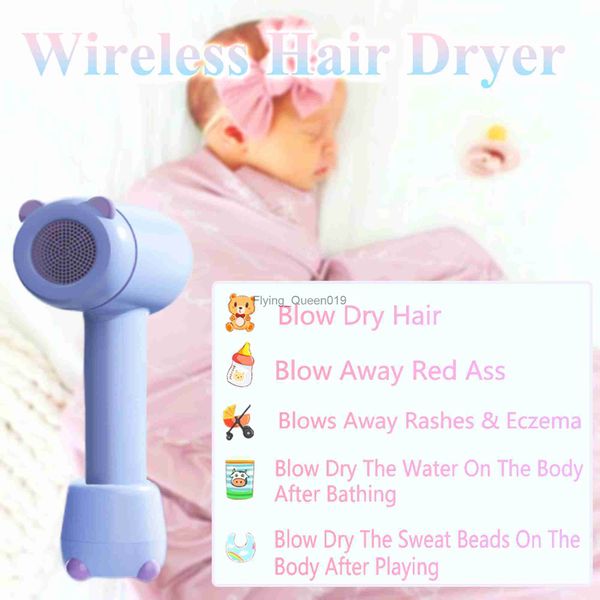 Secador de cabelo elétrico portátil alto vento baixo ruído íon negativo secador elétrico sem fio para infantil e criança hkd230902