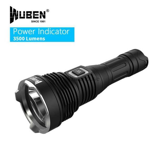 Tochas WUBEN LED Lanterna T102 Lanterna Poderosa Tocha Tipo-C USB Recarregável Cree 3200 Lumens 26650 Bateria Lâmpada de caça para exterior HKD230902