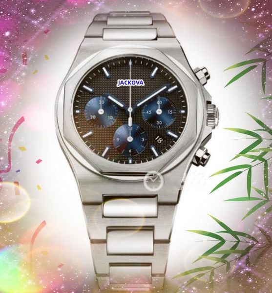 Sub Dial Trabalho Data Automática Homens Cronômetro Relógios Luxo Mens Quartz Movimento Relógio Cor Shinning Dial Popular Business Casual Relógio Montre de Luxe Presentes