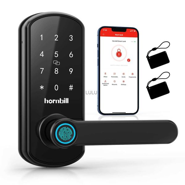 Kapı Kilitleri Hornbill Akıllı Kapı Kilidi Elektrikli Parmak Biyometrik Dijital Kilitler Şifre Anahtarsız Kapı Tutucu Süredir Kilit Ev Güvenliği HKD230902