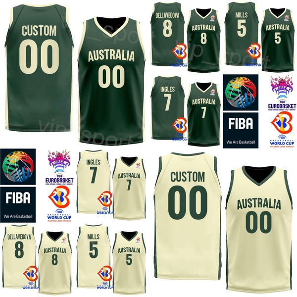 Imprimé Coupe du monde de basket-ball 2023 Australie 2 maillots Matisse Thybulle 26 DUOP REATH Ben Simmons 25 6 Andrew Bogut 8 Matthew Dellavedova 6 Josh Green équipe nationale