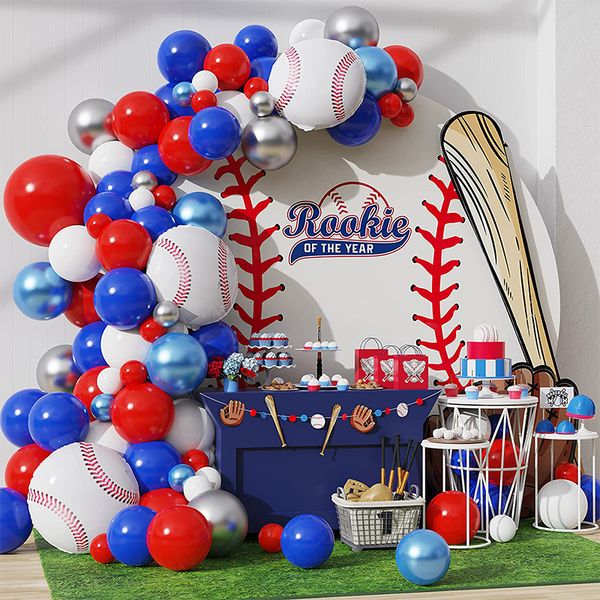 Outros suprimentos para festas de eventos 117pcs balão temático de beisebol arco guirlanda azul vermelho balões de látex menino homens feliz aniversário decoração aniversário globos 230901