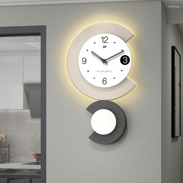 Relógios de parede moderna luz da noite bateria operado silencioso metal quartzo relógios grandes flores sala jantar reloj pared decoração casa