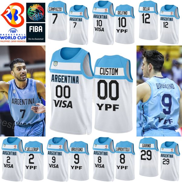 Copa do Mundo Impressa 2023 Basquete Argentina 5 Manu Ginobili Jerseys 4 Luis SCOLA 29 Patricio GARINO 14 Gabriel DECK 7 Facundo Campazzo 8 Laprovittola Seleção Nacional