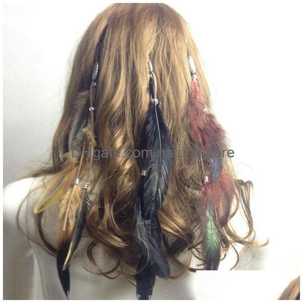 Grampos de cabelo Barrettes Vintage Feather Indian Bb Clip Mulheres Moda Jóias Mix 3 Cores Atacado Drop Delivery Hairjewelry Dhyjs