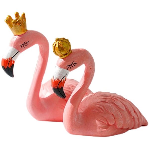 Criativo nórdico casal flamingo ornamento sala de estar desktop decoração para casa artesanal resina flamingo estátua artesanato decoração