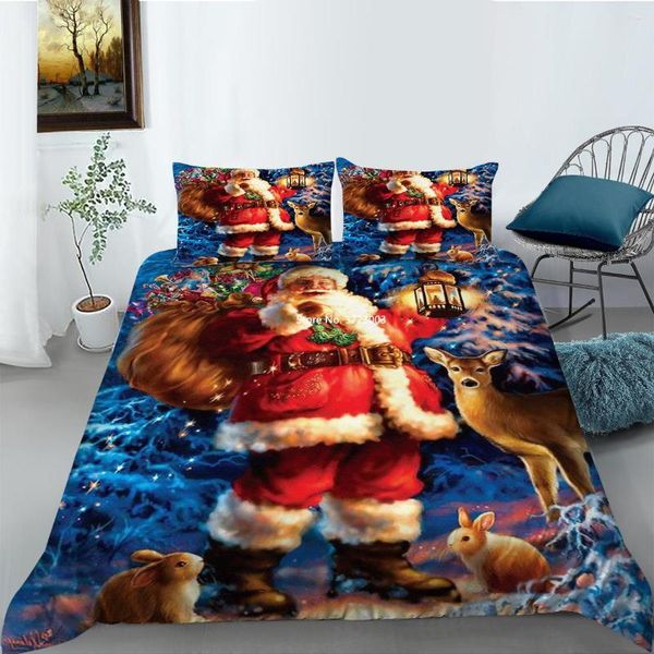 Conjuntos de cama Modern Home Presente de Natal Têxtil 3D Impressão Digital Quarto Decoração Duvet Fronha 2/3 PCS