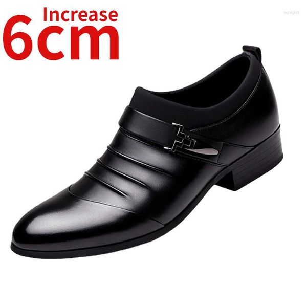 Scarpe eleganti da uomo in vera pelle da lavoro in pelle bovina suola morbida aumento di altezza 6 cm scarpa con rialzo casual traspirante