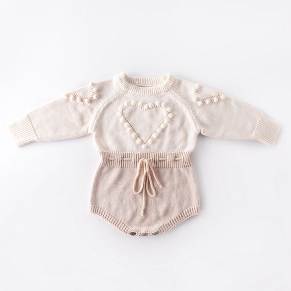 Kış Sıcak Bebek Bebek Erkek Giysileri Örgü Romper Sweater Toddler Uzun Kollu Katı Triko Tulum Taç İle Kiliş Güz Kıyafet 2541