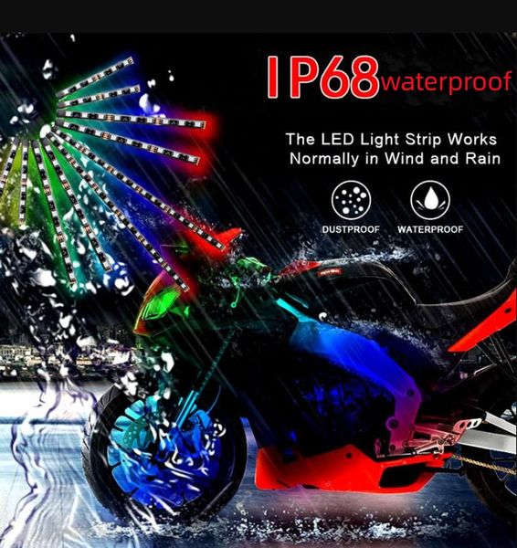 Motorrad-Beleuchtung LED-Licht-Set RGB Mticolor Accent Glow Neon-Streifen mit Fernbedienung für Motorrad Drop Delivery Mobiles M DHN5G