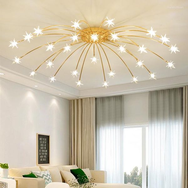 Lustres Nes Criativo Chrome Ferro Flor G4 Lâmpada LED Lâmpada Home Deco Sala de estar Clear Glass Star Chanderlier Iluminação