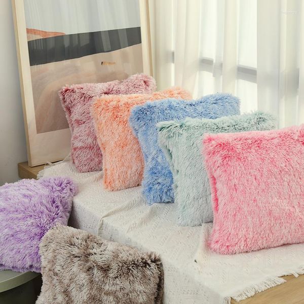 Cuscino moderno semplice fodera in velluto divano letto per la casa federa tinta unita peluche tie-dye coverd per regali 45 cm