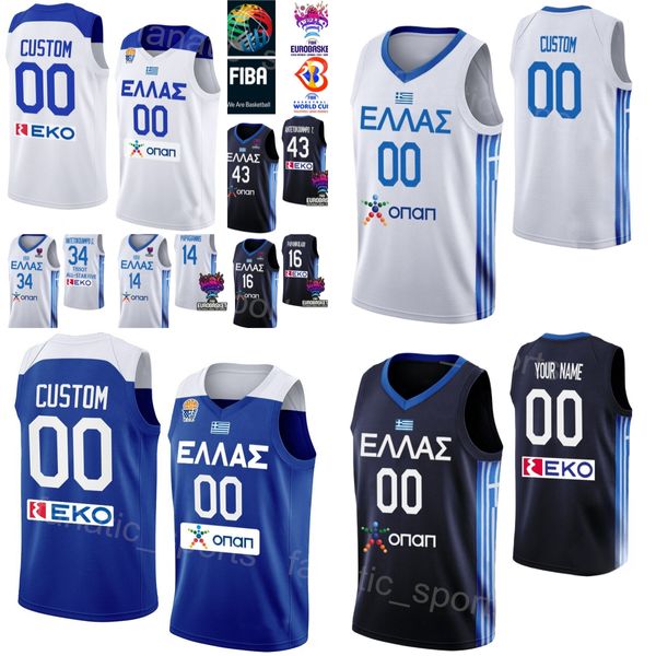 Estampa a Copa do Mundo de Basquete Grécia 0 THOMAS WALKUP JERSEYS NACIONAL 14 GEORGIOS Papagiannis 16 Kostas Papanikolaou 21 ioannis papapetrou giannis Antetokounmpo 34