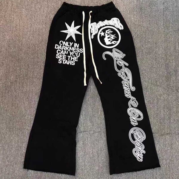 Calça calça masculina bla bla sorra de moletom clássico letra estrela impressão calça ascendente